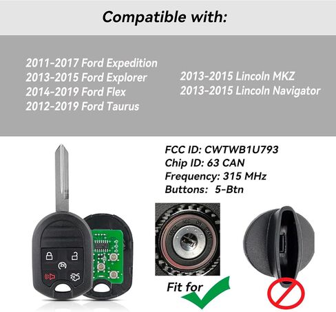 3 Buttons Remote Key Fob Replacement for Ford F-150 2011 2012 2013 2014 F-250 F-350 Edge Explorer Ford Fusion Ford Flex 2011-2019 / Ford Ranger 2011 Keyless Entry Remote CWTWB1U793 / OUC6000022 in Saudi Arabia