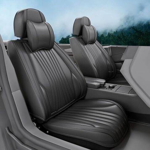 2 Pieces LB Front Car Seat Covers, Waterproof Nappa Leather Front Car Seat Protectors with Headrests, Universal Auto Interior Fit for Sedans SUV Pick-up Truck, Beige in Saudi Arabia