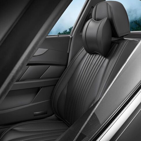 2 Pieces LB Front Car Seat Covers, Waterproof Nappa Leather Front Car Seat Protectors with Headrests, Universal Auto Interior Fit for Sedans SUV Pick-up Truck, Beige in Saudi Arabia