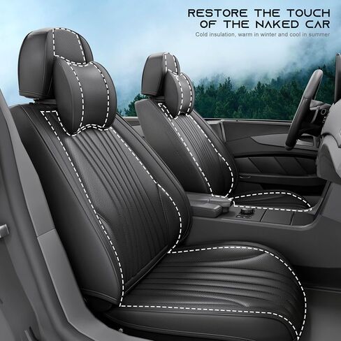 2 Pieces LB Front Car Seat Covers, Waterproof Nappa Leather Front Car Seat Protectors with Headrests, Universal Auto Interior Fit for Sedans SUV Pick-up Truck, Beige in Saudi Arabia