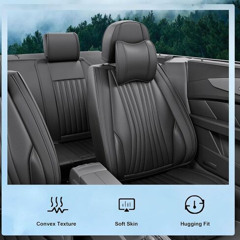 2 Pieces LB Front Car Seat Covers, Waterproof Nappa Leather Front Car Seat Protectors with Headrests, Universal Auto Interior Fit for Sedans SUV Pick-up Truck, Beige in Saudi Arabia