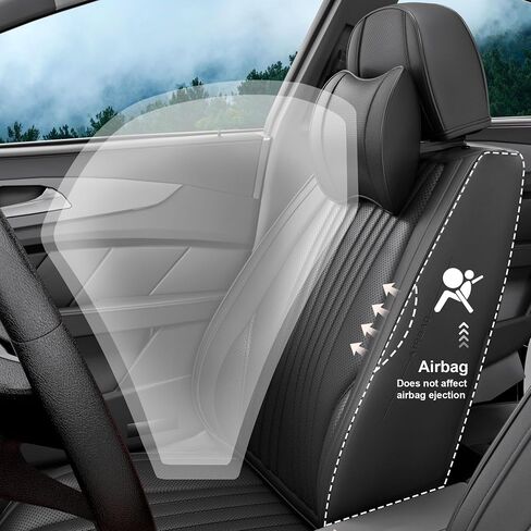 2 Pieces LB Front Car Seat Covers, Waterproof Nappa Leather Front Car Seat Protectors with Headrests, Universal Auto Interior Fit for Sedans SUV Pick-up Truck, Beige in Saudi Arabia