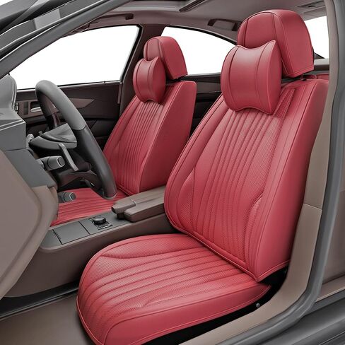 قطعتان من أغطية مقاعد السيارة الأمامية LB، واقيات مقاعد السيارة الأمامية من جلد نابا المقاوم للماء مع مساند للرأس، ملاءمة داخلية عالمية للسيارات لشاحنات البيك أب السيدان، رمادي in Kuwait