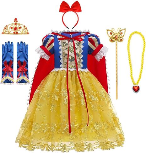 Girls Snow White Princess Costume Birthday Halloween Christmas Party Cosplay Fancy Dress Up Outfits w/Accessories in Saudi Arabia