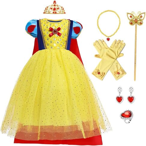 Girls Snow White Princess Costume Birthday Halloween Christmas Party Cosplay Fancy Dress Up Outfits w/Accessories in Saudi Arabia
