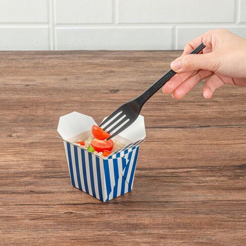 Restaurantware Bio Tek 8 Ounce Noodle Take Out Boxes 25 Disposable Food To Go Boxes - Tab-Lock Stackable Black Paper Take Home Boxes Greaseproof For Restaurants Catering And Parties in Kuwait