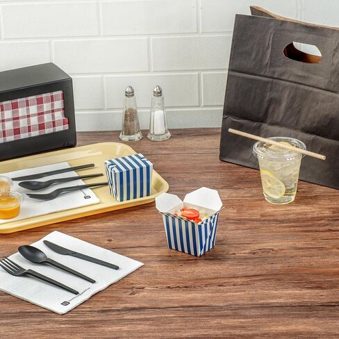 Restaurantware Bio Tek 8 Ounce Noodle Take Out Boxes 25 Disposable Food To Go Boxes - Tab-Lock Stackable Black Paper Take Home Boxes Greaseproof For Restaurants Catering And Parties in Kuwait