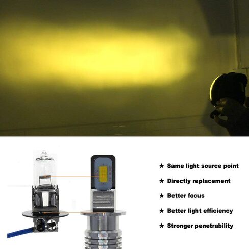 H3 LED Fog Light Bulbs Super Bright Replacement Kit 6000K Cool White Color (Pack of 2) in Kuwait