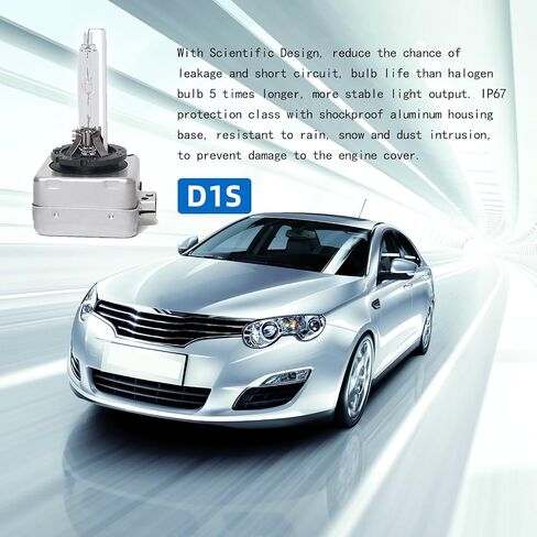 Pack-2 Car HID Xenon Bulbs, D1S Waterproof Ultra-bright Spotlight, Multi-functional Lighting Replacement Accessories, Universal for Most Cars, Trucks and Vans (Silver) in Saudi Arabia