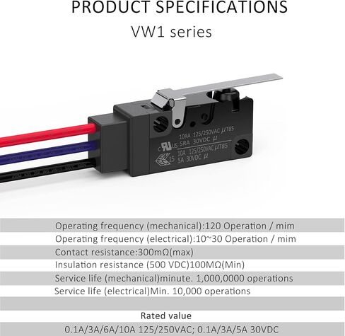 Hinge Straight Lever Waterproof Momentary Push Button Micro Limit Switch with Line 1NO 1NC SPDT Snap Action Mini Switches 3 Pins 1 Pc ​for Arduino, Appliance and Electronic Equipment in Saudi Arabia