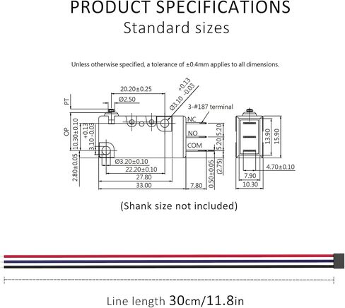 Hinge Straight Lever Waterproof Momentary Push Button Micro Limit Switch with Line 1NO 1NC SPDT Snap Action Mini Switches 3 Pins 1 Pc ​for Arduino, Appliance and Electronic Equipment in Saudi Arabia