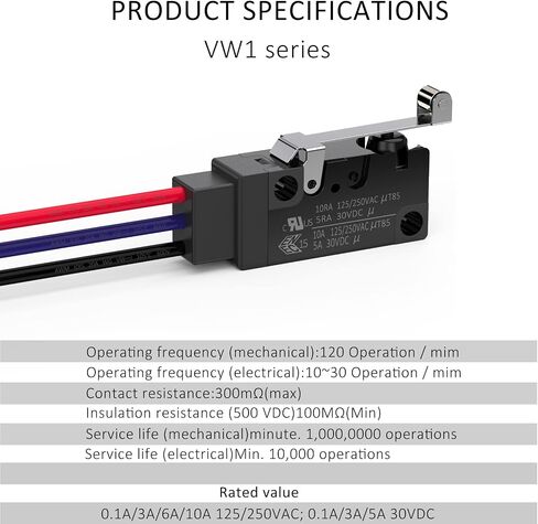 Hinge Straight Lever Waterproof Momentary Push Button Micro Limit Switch with Line 1NO 1NC SPDT Snap Action Mini Switches 3 Pins 1 Pc ​for Arduino, Appliance and Electronic Equipment in Saudi Arabia