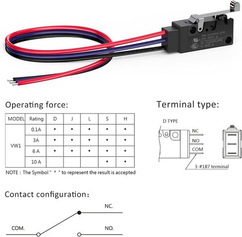 Hinge Straight Lever Waterproof Momentary Push Button Micro Limit Switch with Line 1NO 1NC SPDT Snap Action Mini Switches 3 Pins 1 Pc ​for Arduino, Appliance and Electronic Equipment in Saudi Arabia