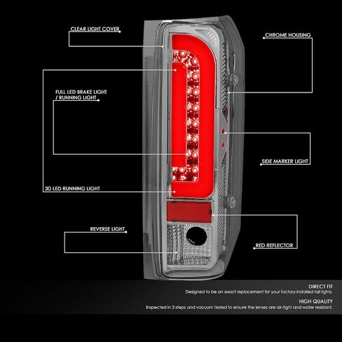 DNA MOTORING TL-F15094-LED-BK-SM LED Tail Light Assembly Driver & Passenger Side [Compatible with 90-96 Ford F150 / 90-97 F250 / 90-97 F350 / 90-96 Bronco] in Saudi Arabia
