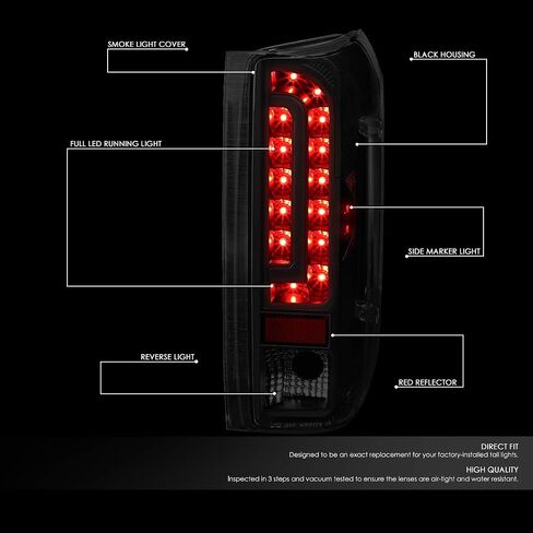DNA MOTORING TL-F15094-LED-BK-SM LED Tail Light Assembly Driver & Passenger Side [Compatible with 90-96 Ford F150 / 90-97 F250 / 90-97 F350 / 90-96 Bronco] in Saudi Arabia