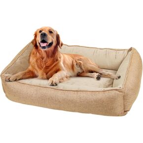Dog Sofa Beds for Large Dogs - Heavy Duty Orthopedic Dog Bed Chew Resistant with Soft Bolster and Memory Foam Mattress for Pain Relef(Grey, Small)
