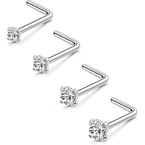 g23 التيتانيوم 18 جرام حلقات الأنف هوب و 20 جرام ترصيع الأنف للنساء الرجال، هيبوالرجينيك يتوقف الفرس الجزء حلقات الأنف هوب الأنف ثقب المجوهرات ل هيليكس روك الغضروف دايث تراغوس مونرو لابريت شحمة الأذن على شكل حرف L المفتاح مستقيم الأنف ترصيع المسمار الفضة in Kuwait