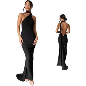 Women Sexy Backless Dress Open Back Dress Cocktail Maxi Dress for Women