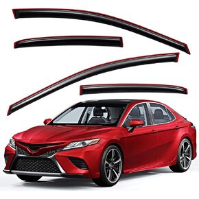 Lightronic WV194999 in-Channel Side Window Deflectors & Visors Vent Rain Guard, Dark Smoke, 4-Pieces Set, Fits 2018-2024 Toyota Camry