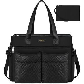 ITIEZY Utility Tote Bag, Large Tote Bag with 15/18 Pocket, Zipper Closure Teacher Bag with Compartment for Women Work College