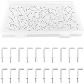 3/4" Screw in Hooks, 70Pcs L Shaped Hooks Shouldered Dresser Cup Hooks Right Angle Hooks Self Tapping Screw Hooks for Indoor and Outdoor Hanging (Gold)