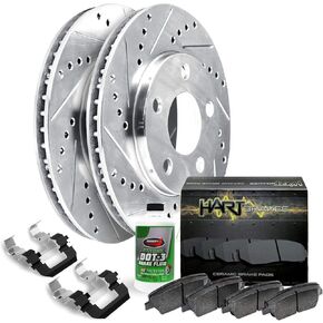 Hart Brakes Front Brakes and Rotors Kit |Front Brake Pads| Brake Rotors and Pads| Ceramic Brake Pads and Rotors |fits 1988-1994 Chevrolet C1500, 1988-1994 GMC C1500
