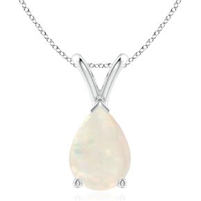 Angara Natural Opal Solitaire Pendant Necklace for Women in 14K Solid Gold/Platinum/Sterling Silver | October Birthstone | Jewelry Gift for Her | Birthday|Wedding Anniversary