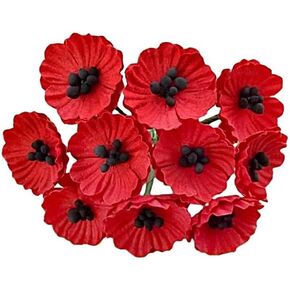 Poppy Mulberry Paper Flower, Artificial Poppies Flowers for DIY Crafts Veterans Day Scrapbooking Wedding Doll House Supplies Card (Mixed Colors)
