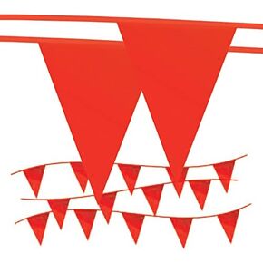 Pennant Banner Flags - OSHA 500lb Rated Safety Rooftop Flagging Traffic Party & Events - 105ft Strand Fade Resistant (Yellow, 12"x18"x105ft)