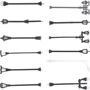 Dollhouse Miniature Street Light Post: 12pcs Mini Street Lamp Posts Dollhouse Streetlight Models for Sand Table Railway Dollhouse Decor