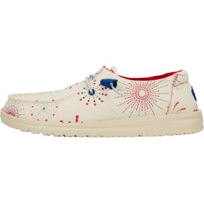 Hey Dude Women's Wendy Fireworks White Size 7 | Women's Shoes | Women Slip-on Loafers | Comfortable & Light-Weight
