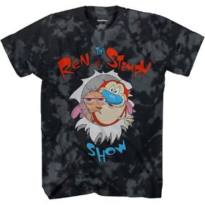 Nickelodeon Mens 90's Classic Shirt - Tie Dye Ren & Stimpy Show - Vintage Throwback Ren and Stimpy Tie Dye T-Shirt