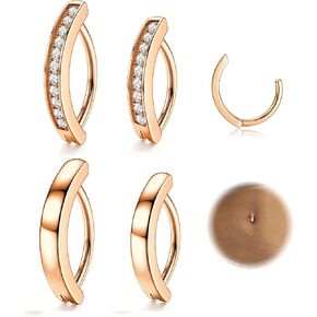 4pcs Clicker Belly Button Rings For Women 14G Hoop Belly Ring Cute CZ Hoop Belly Button Rings Reverse Navel Rings Body Piercing Jewelry