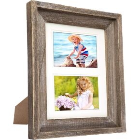 Rustic Barnwood 8x10 Picture Frame Set: Unique Photo Frame Holder for Wall Desktop or Tabletop Display. Thick Weathered Gray Wood Home Decor. Fits 8x10 or 5x7 or 4x6 with included Matte