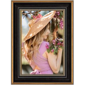 Golden State Art، إطار صورة مقاس 11 × 17 بدون حصيرة لعرض صورة/طباعة/ملصق مقاس 11 × 17 مثبتًا على الحائط أفقيًا وعموديًا (لون ذهبي وأسود مزخرف، عبوة واحدة)