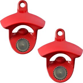 Black Magnetic Wall Mount Beer Bottle Opener Post Mounted Bottle Cap Opener with Magnets Embedded to Catch Bottle Cap (Pack of 2)