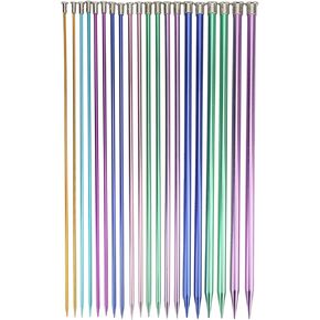 10 Pairs Knitting Needles, 3-10mm Multicolor Aluminum Straight Knitting Needles Set, Color 35cm Sweater Scarf Needle Single Pointed Stick Needle for DIY Knitting Projects