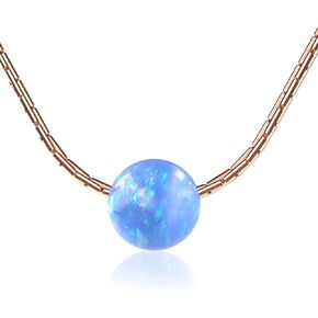 Blue Opal Necklace For Woman – 925 Black Sterling Silver 16 Inch Wire Cable Chain + 2 Inch Extender – Thin Cute Cable Wire Blue Opal Jewelry in Kuwait