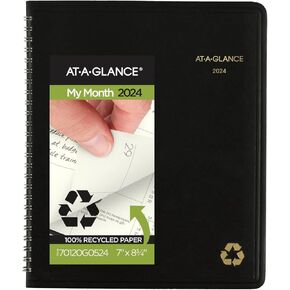 AT-A-GLANCE 2025 Planner, Monthly, 7" x 8-3/4", Medium, Recycled, Black (70120G0525)