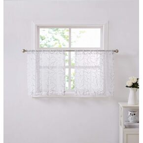 Warm Home Designs Pair of 30 x 36 Short White Kitchen Curtains with White Color Thread. Use Our Boho Cafe Curtain Tiers as RV Window Curtains, Basement Curtains or Bathroom Drapes. O White Tiers 36"