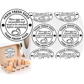 1000 Pcs Fresh Farm Eggs Handling Instructions Stickers,2 Inch Egg Carton Stickers Writable