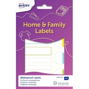 Avery Clothing Labels, name labels, stick on school labels, no ironing or sewing, 45 x 13 mm, 36 Labels Per Pack, White