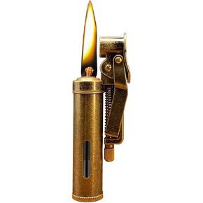 Visible Fuel Tank Lighter, Wheel Trench Antique Lighters, Reusable Creative Cool Vintage Lighter with Gift Box for Collection Decorative Unique Gifts (Bronze)