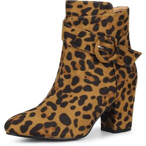 Allegra K Women's Round Toe Block Heel Boots Ankle Booties