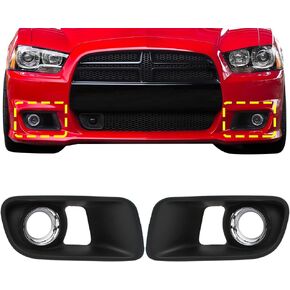 Fog Light Cover Front Driver and Passenger Side Compatible with Dodge Charger SRT8 2012-2014 Replaces 68072020AA 68072021AA CH1038153 CH1039153 Fog Light Chrome Bezel