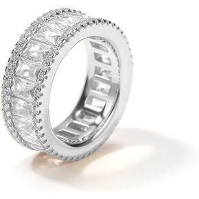 Men's Halo Ring Square Crystal Zircon Ring 14k Gold/White Gold 5A+ Cubic Zirconia Anniversary Engagement Ring Size 7-10