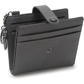 Alldaily Slim Keychain Wallet for Women, RFID Blocking Small Bifold Travel Credit Card Holder (Black)