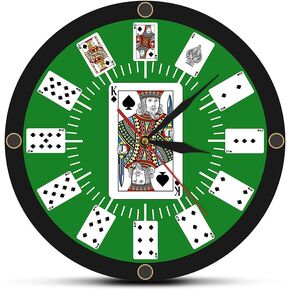 Spade Playing Cards Texas Hold 'em Inspired Modern Wall Clock Poker Bridge Wall Watch Casino Game Room Wall Decor Gambler Gift