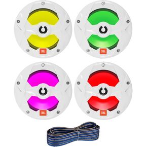 مكبرات صوت قارب LED بقوة 6.5 بوصة بقدرة 225 وات ثنائية الاتجاه صوت بحري متعدد الألوان RGB LED (الكمية 4) زوجان من مكبرات الصوت البديلة OEM مع سلك 20 قدمًا (RGB + أسود)