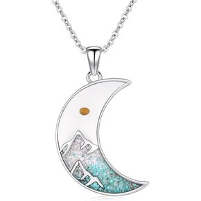 Mountain Necklace 925 Sterling Silver Mustard Seed Pendant Necklace Jewelry Gifts for Women Girls